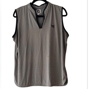 Footjoy Women’s Stripe Open Placket Sleeveless Golf Shirt Pickleball Size XL EUC